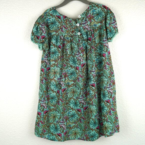 Peek Kids XS 4–5 Green Floral Short Sleeve Dress with Pockets - Picture 4 of 7